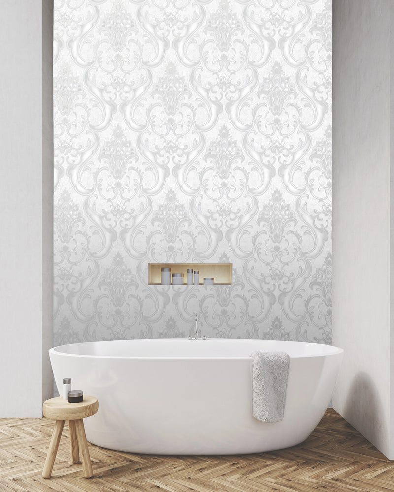 539776 Sonata Damask Silver Grey Wallpaper by Rasch