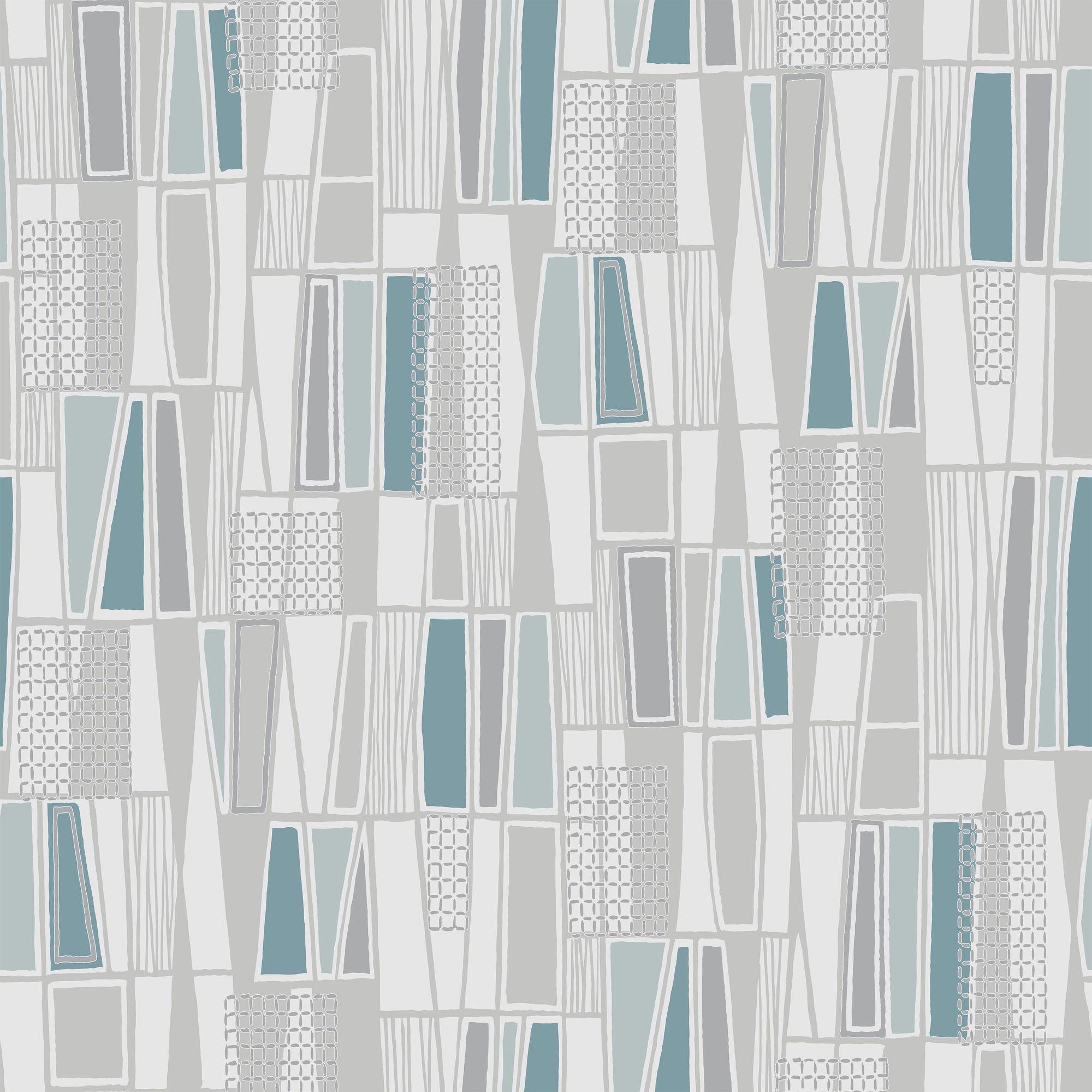 5470 Retro Blue and Grey Alla Tiders Hus Wallpaper by Boråstapeter