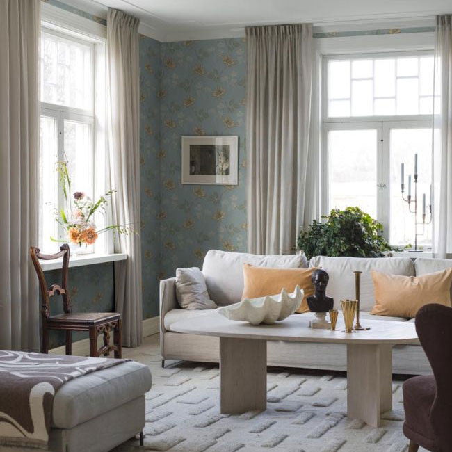 5500 Valborg Swedish Grace Blue Wallpaper by Borastapeter