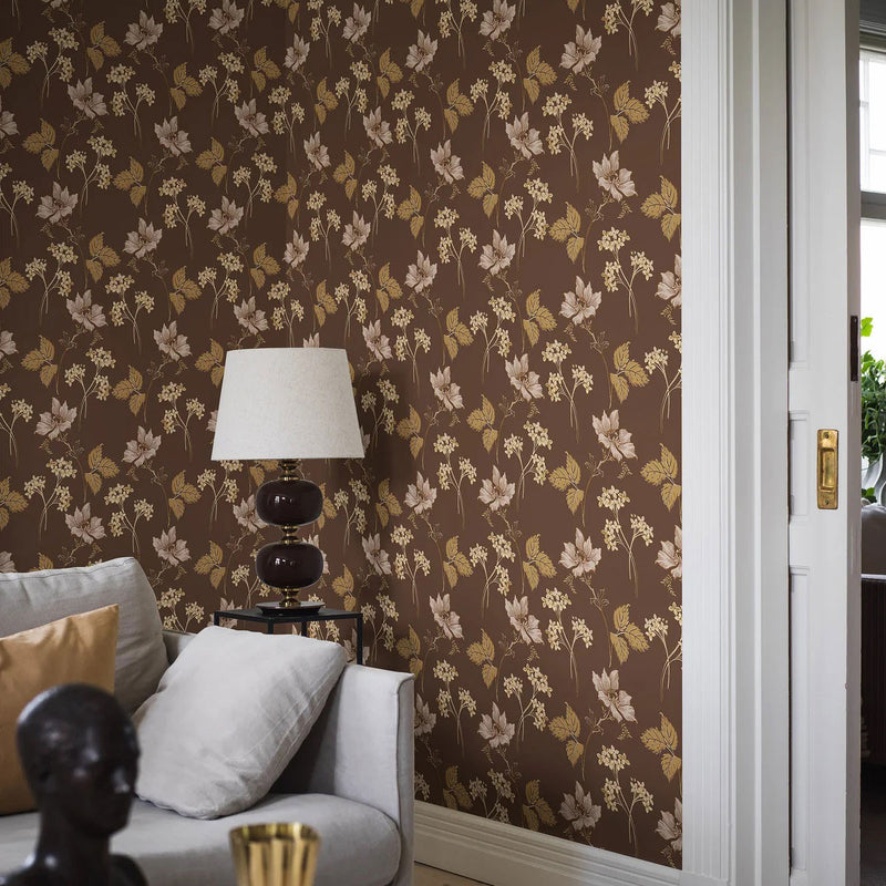 5503 Valborg Swedish Grace Brown Wallpaper by Borastapeter