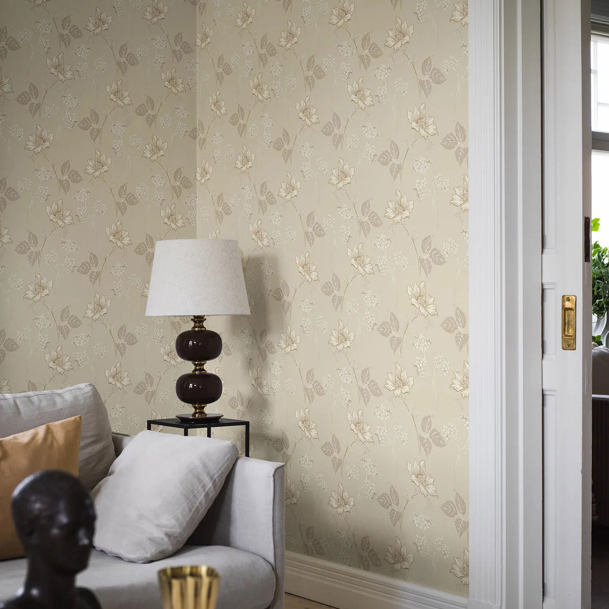 5504 Valborg Swedish Grace Beige Wallpaper by Borastapeter