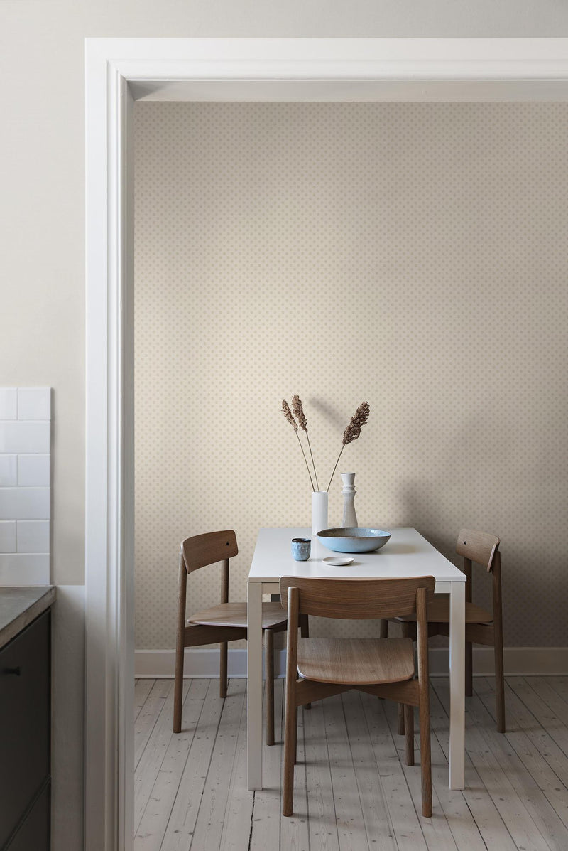 5807 Skogsstjärna Beige and White Wallpaper by Boråstapeter