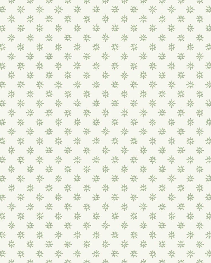 5809 Skogsstjärna Green and White Wallpaper by Boråstapeter