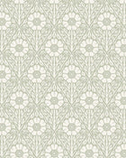 5811 Nyponros Green and White Wallpaper by Boråstapeter