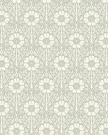 5811 Nyponros Green and White Wallpaper by Boråstapeter