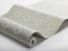 5811 Nyponros Green and White Wallpaper by Boråstapeter