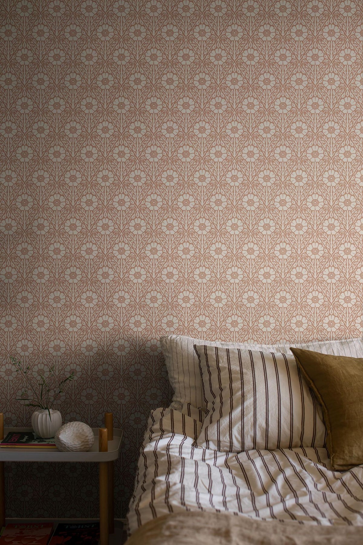 5812 Nyponros Red and White Wallpaper by Boråstapeter