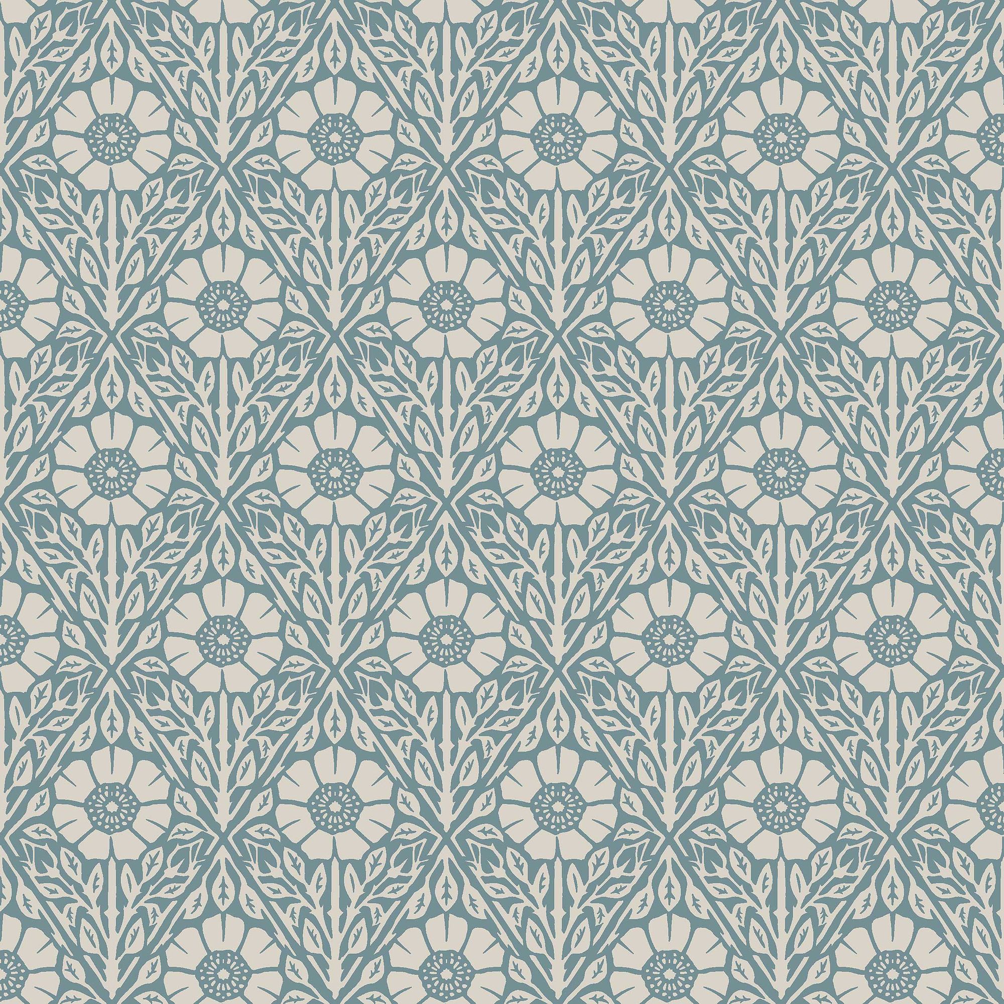 5813 Nyponros Blue and Grey Wallpaper by Boråstapeter