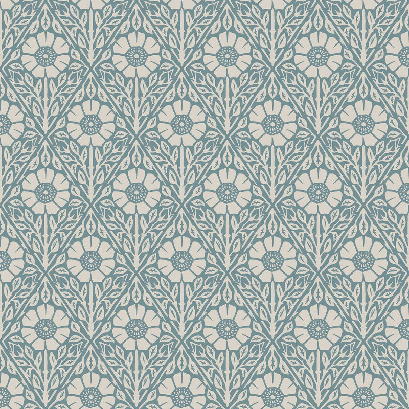 5813 Nyponros Blue and Grey Wallpaper by Boråstapeter