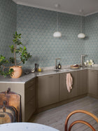 5813 Nyponros Blue and Grey Wallpaper by Boråstapeter