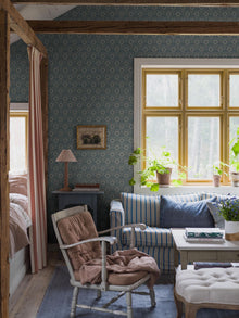 5813 Nyponros Blue and Grey Wallpaper by Boråstapeter