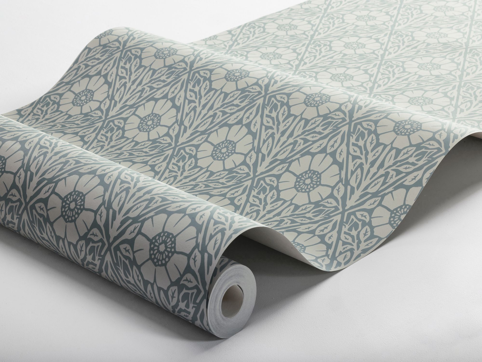 5813 Nyponros Blue and Grey Wallpaper by Boråstapeter