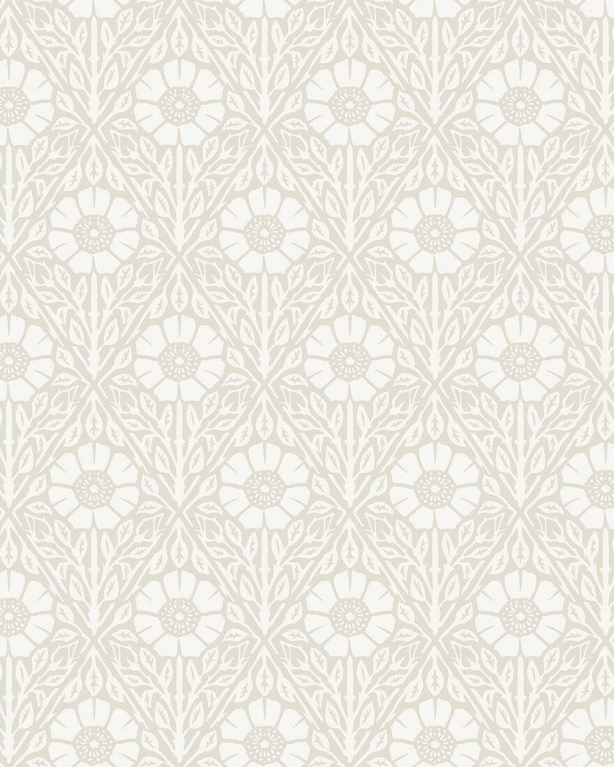 5815 Nyponros Grey and White Wallpaper by Boråstapeter