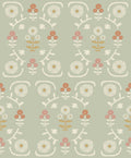 Isolde Green and Multi Nordic Folk Wallpaper by Boråstapeter