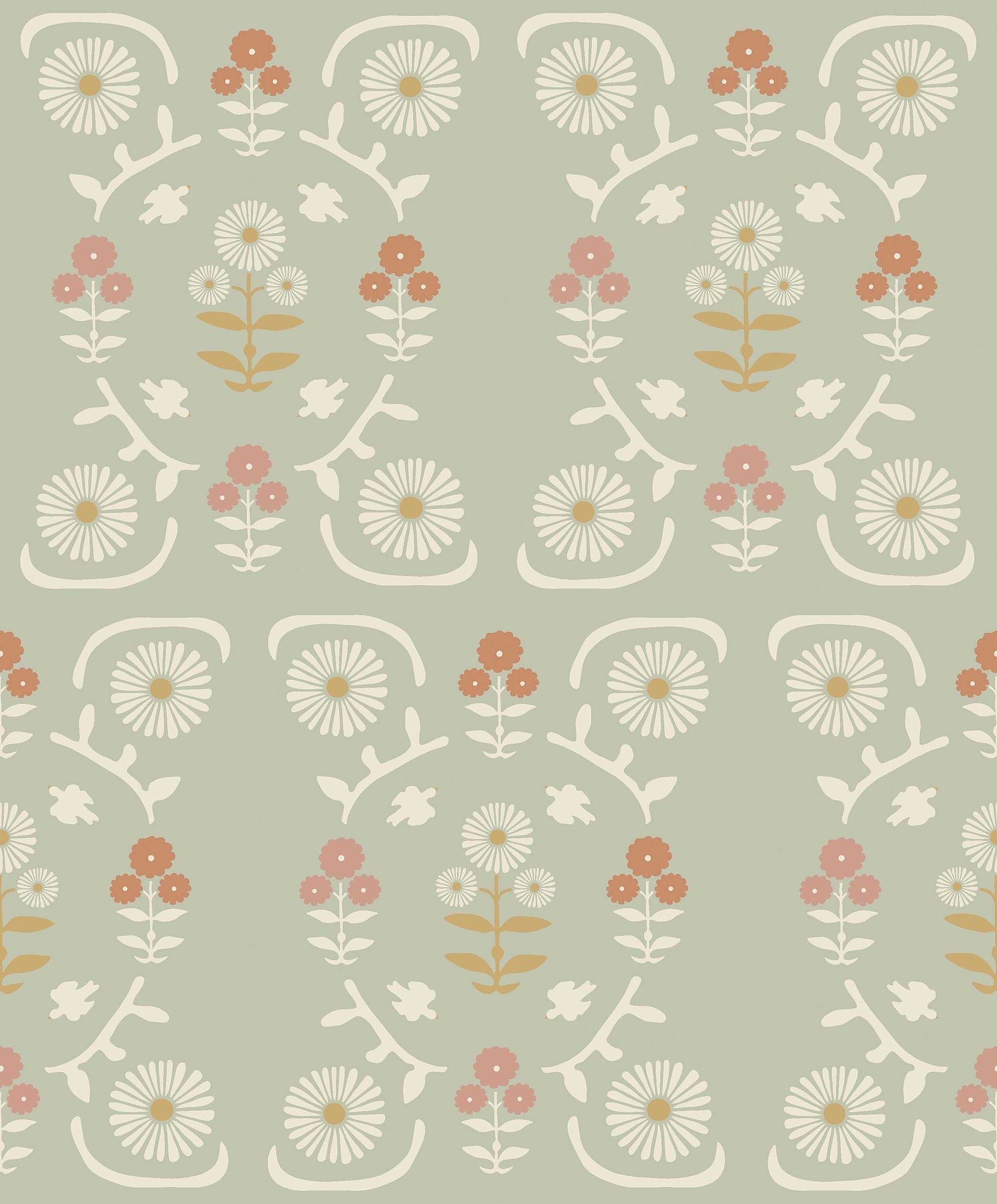 5820 Isolde Green and Multi Wallpaper by Boråstapeter