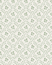 5823 Idun Green and White Wallpaper by Boråstapeter