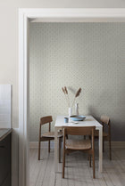 5823 Idun Green and White Wallpaper by Boråstapeter
