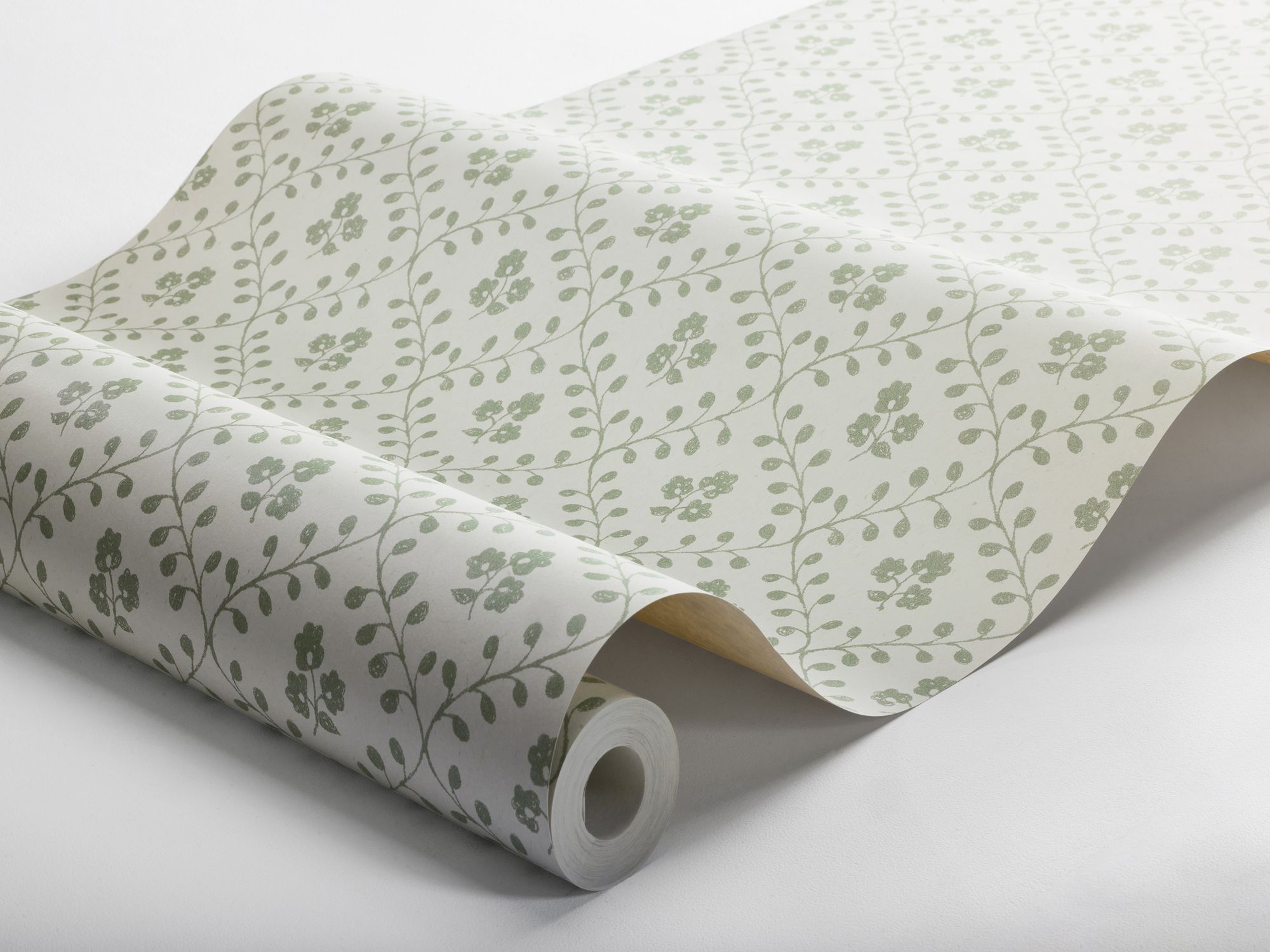 5823 Idun Green and White Wallpaper by Boråstapeter