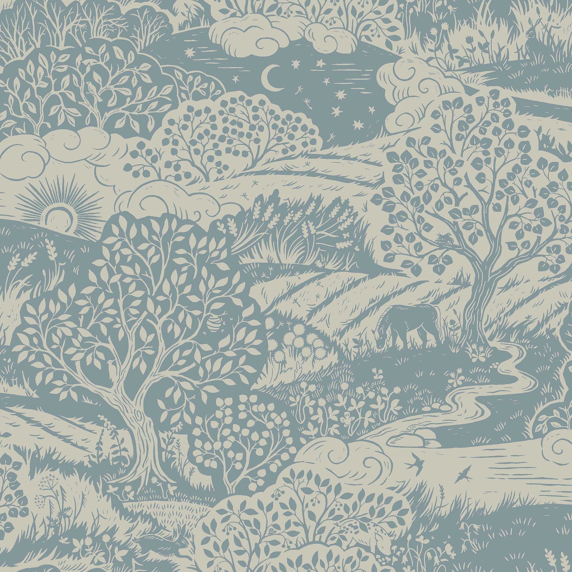 5828 Solängen Blue and Beige Wallpaper by Boråstapeter