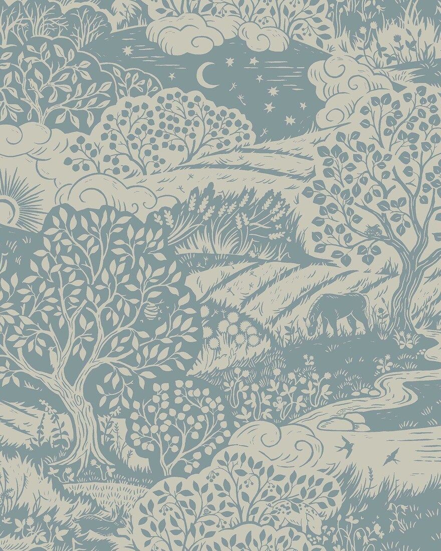 5828 Solängen Blue and Beige Wallpaper by Boråstapeter