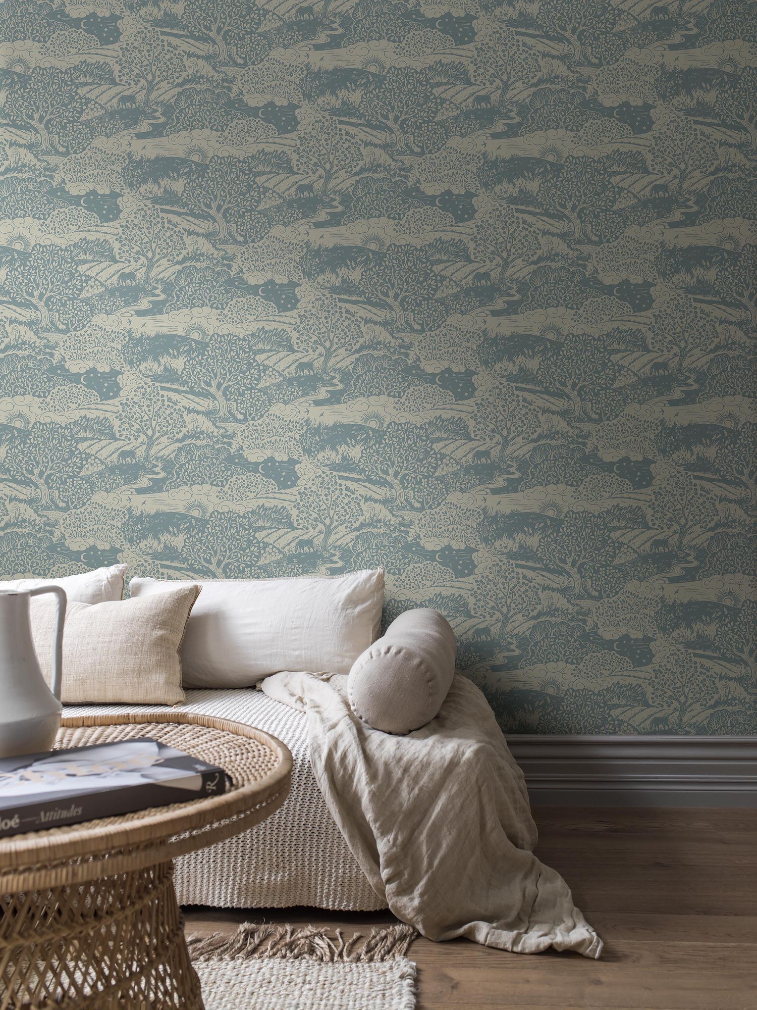 5828 Solängen Blue and Beige Wallpaper by Boråstapeter