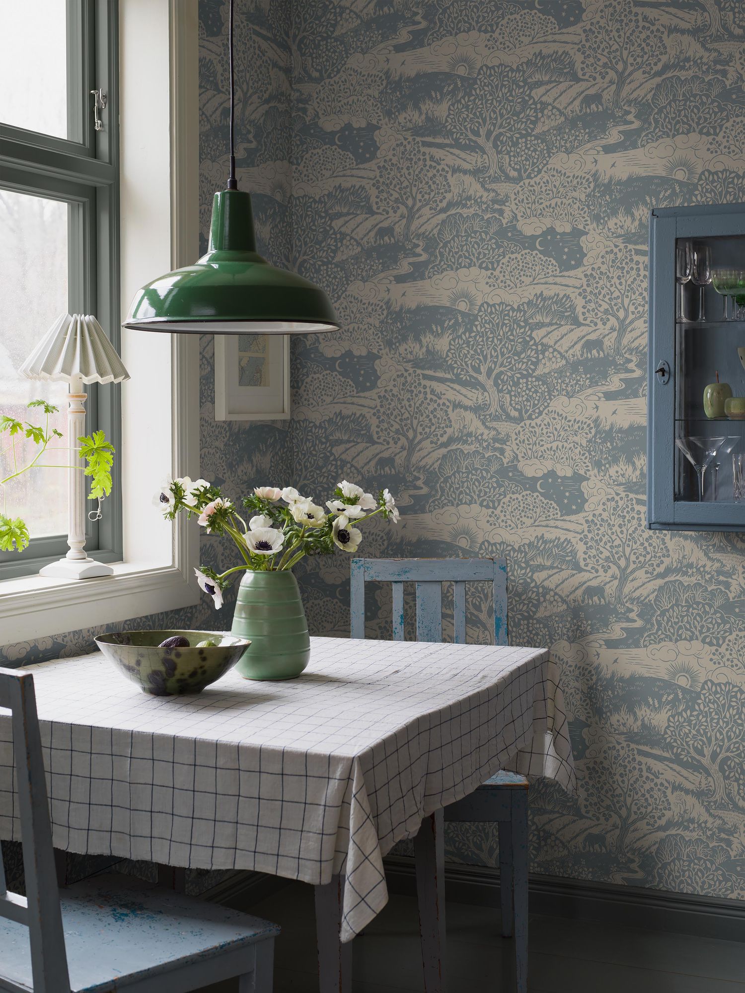 5828 Solängen Blue and Beige Wallpaper by Boråstapeter