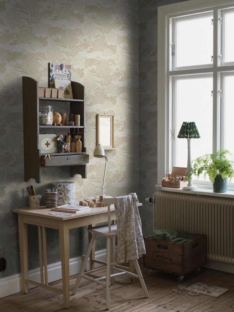 5829 Solängen Yellow and White Wallpaper by Boråstapeter