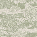 Solängen Green and Beige Nordic Folk Wallpaper by Boråstapeter