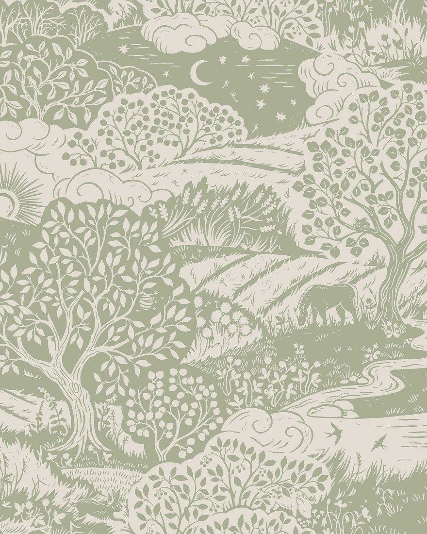 5830 Solängen Green and Beige Wallpaper by Boråstapeter