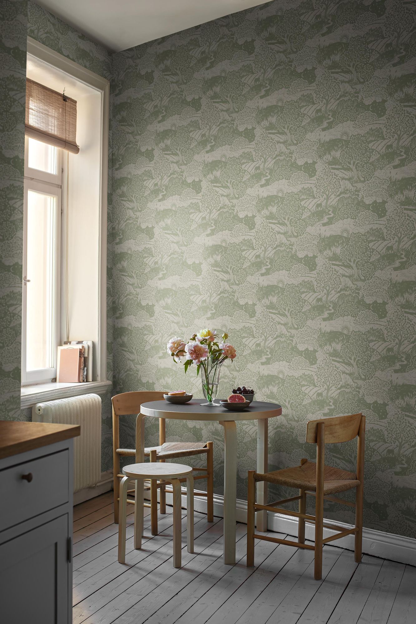 5830 Solängen Green and Beige Wallpaper by Boråstapeter