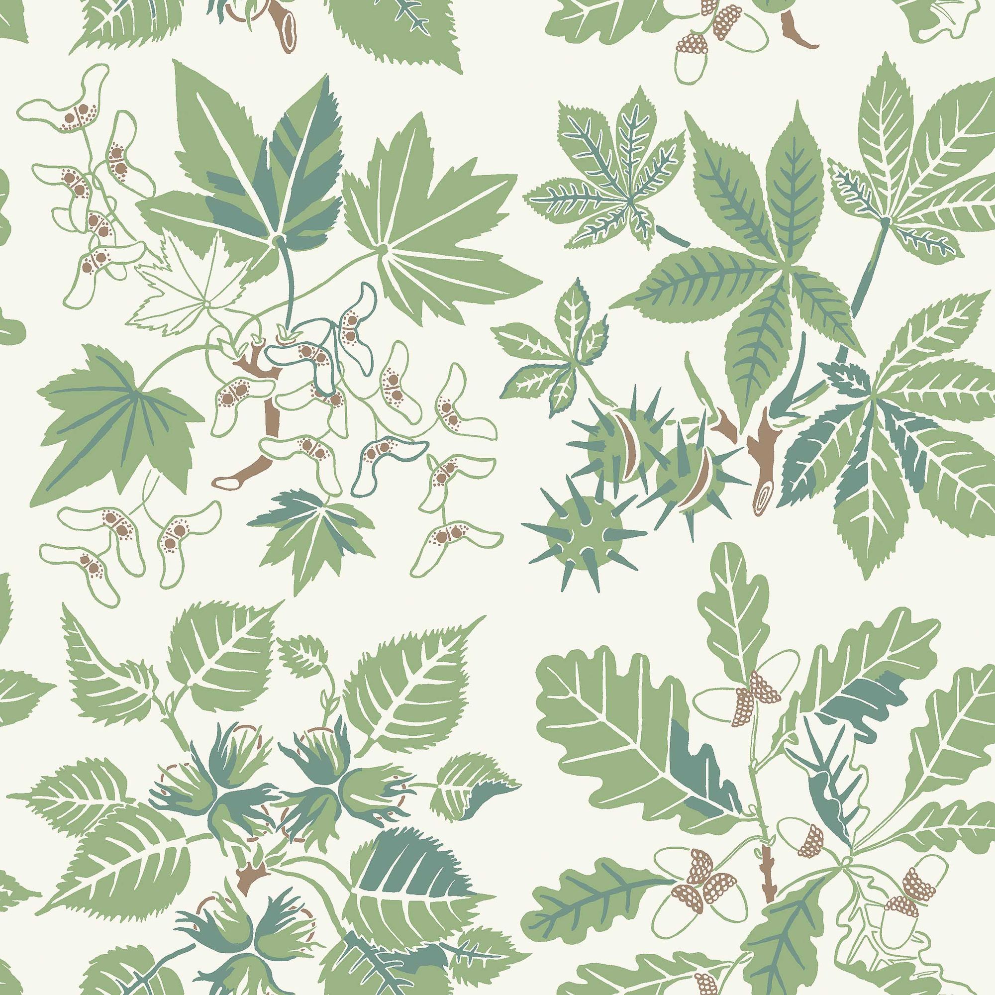 5832 Arboretum Green and White Wallpaper by Boråstapeter