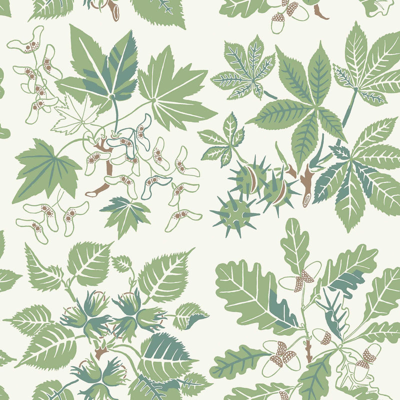 5832 Arboretum Green and White Wallpaper by Boråstapeter