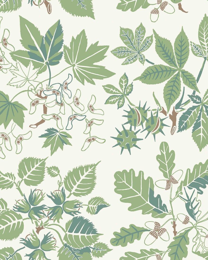 5832 Arboretum Green and White Wallpaper by Boråstapeter