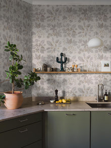 5833 Arboretum Grey and Beige Wallpaper by Boråstapeter