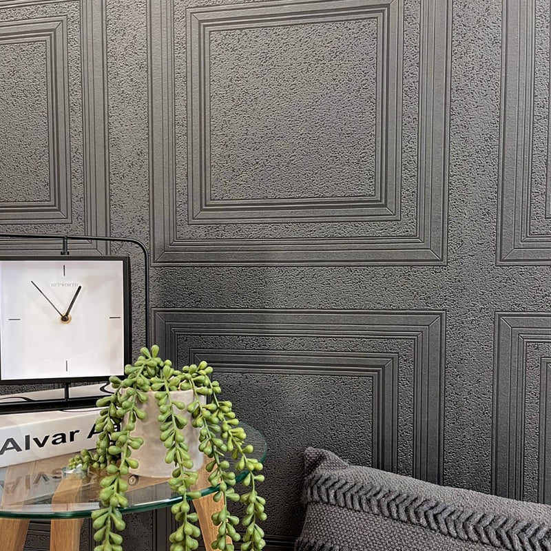 5850 Textured Wood Panel Black wallpaper by Belgravia