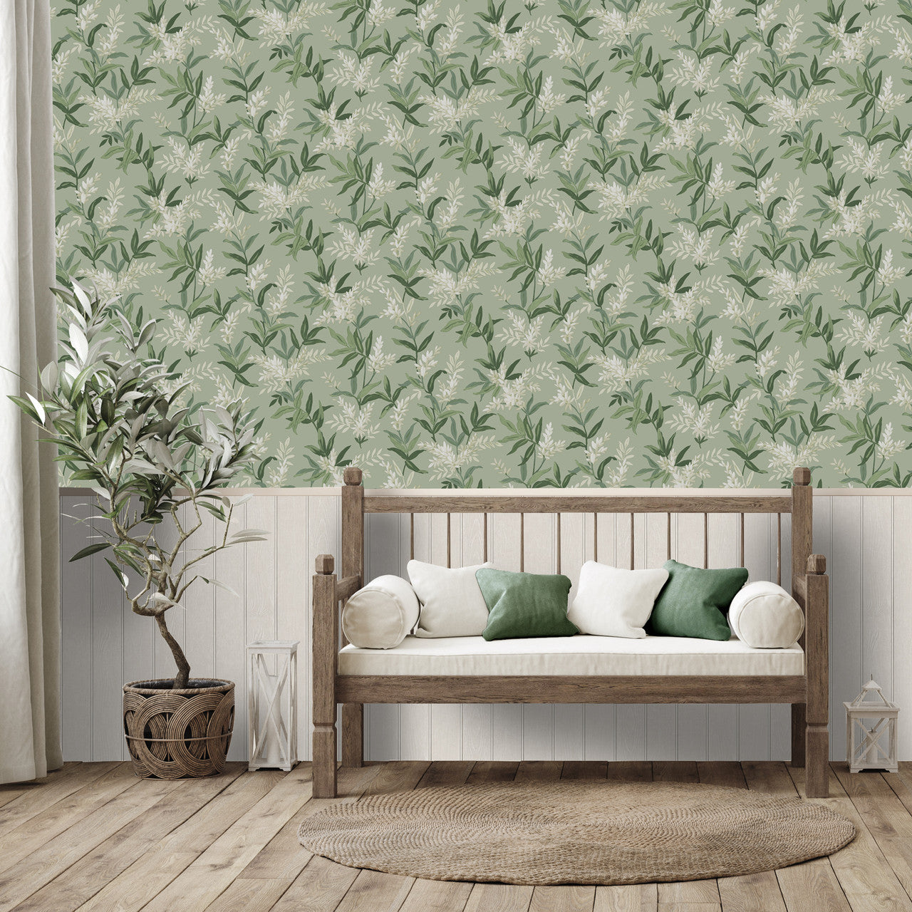 5907 Olivia Sage Floral Wallpaper by Belgravia