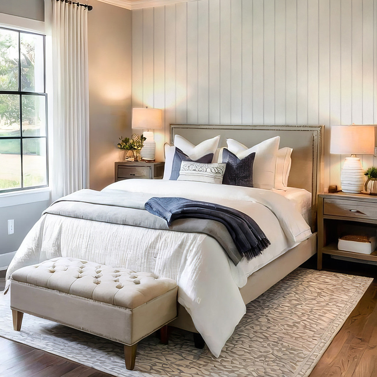 5912 Beaded Wood White Wallpaper by Belgravia