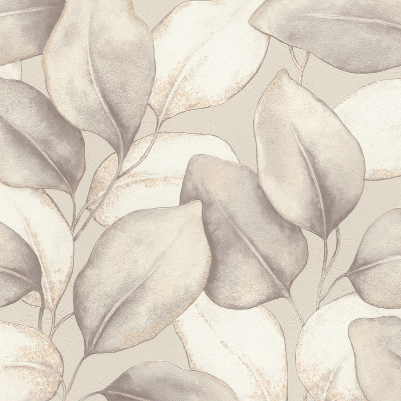 659856 Opulenza Leaf Soft Grey Wallpaper by Rasch