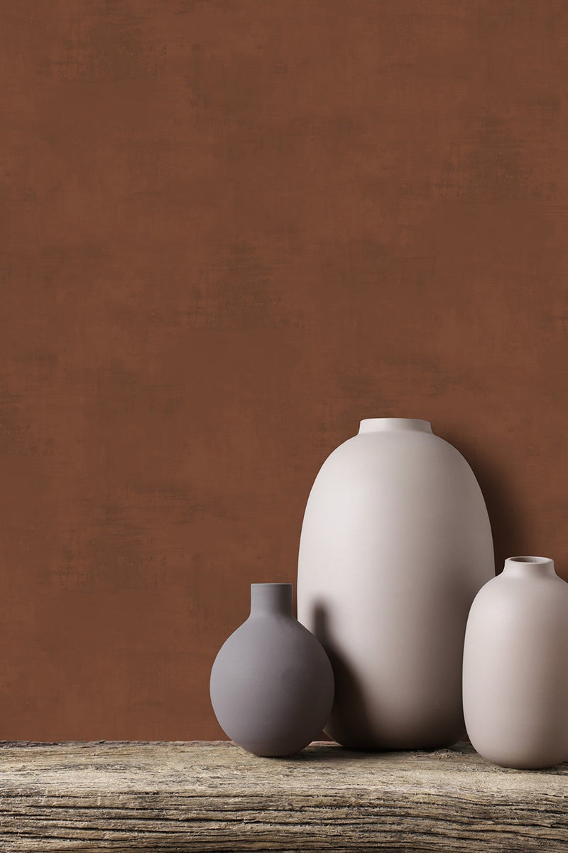 61047 Dark Terracotta Kalk II Wallpaper by Tres Tintas
