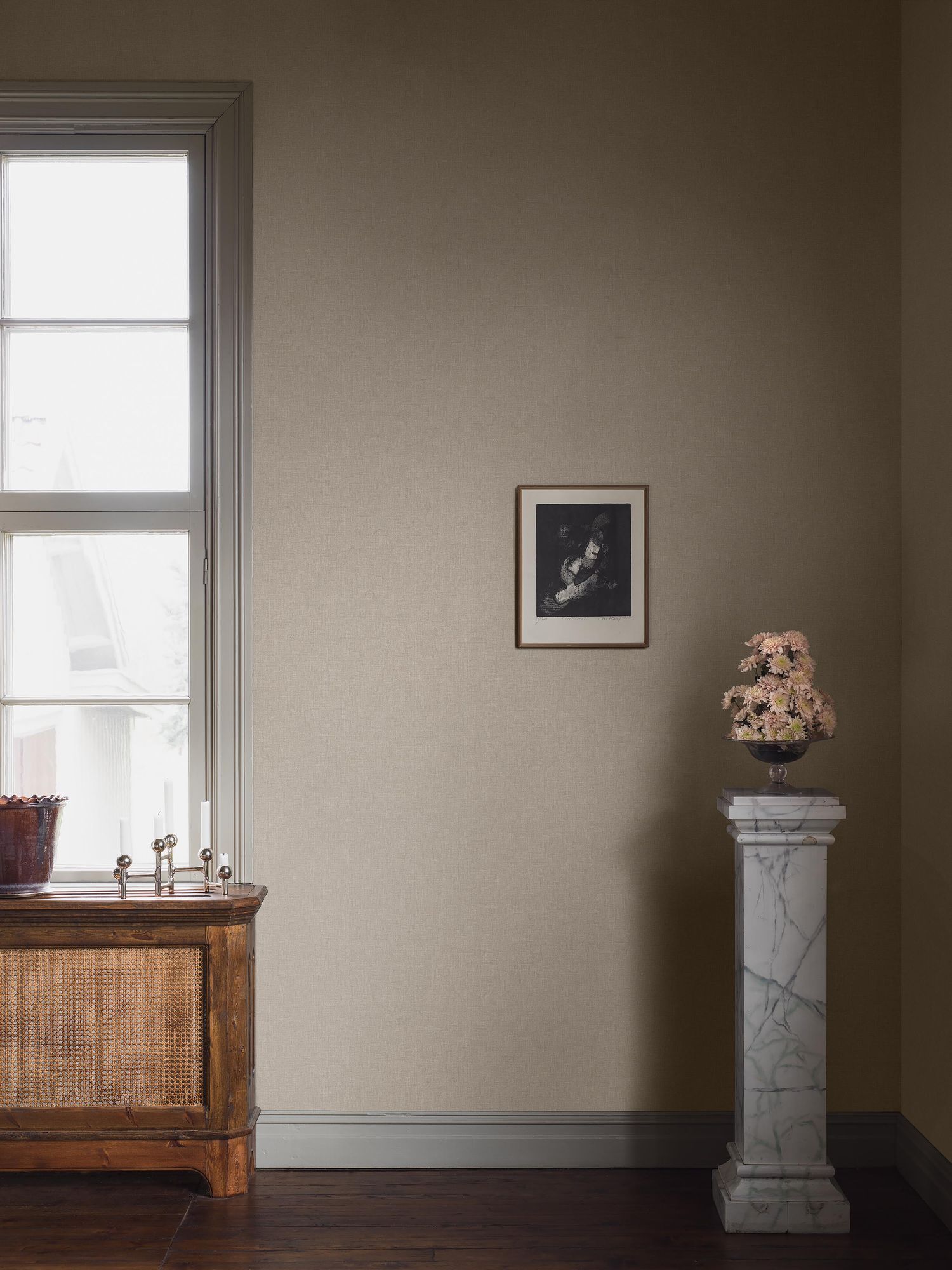 6121 Canvas Walnut Beige Wallpaper by Boråstapeter
