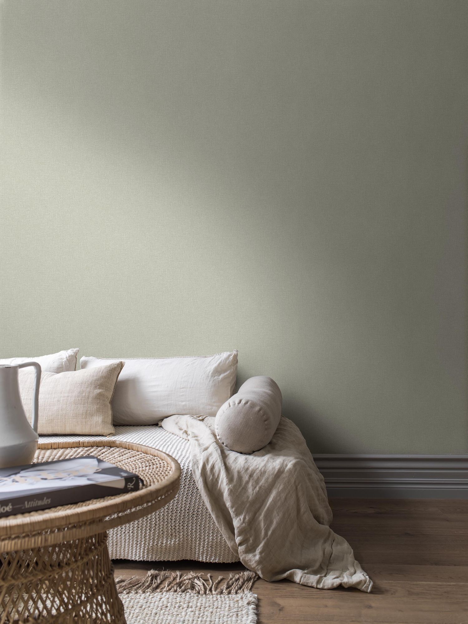 6127 Canvas Linden Green Wallpaper by Boråstapeter