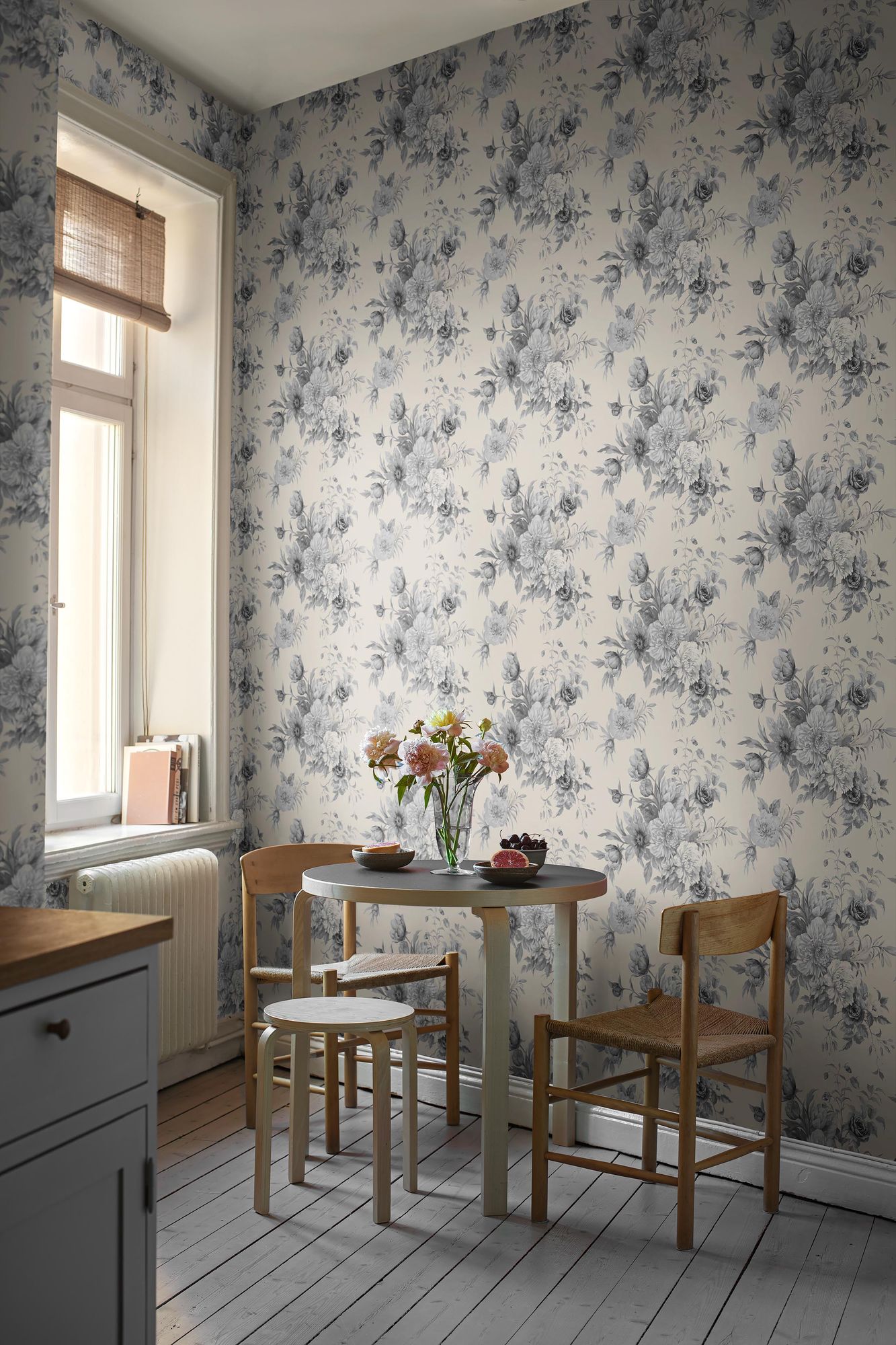 6140 Floral Charm Light Blue and White Blue & White Wallpaper by Boråstapeter