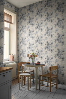 6140 Floral Charm Light Blue and White Blue & White Wallpaper by Boråstapeter