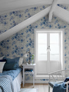 6140 Floral Charm Light Blue and White Blue & White Wallpaper by Boråstapeter