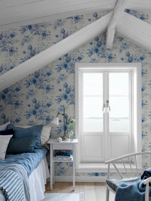 6140 Floral Charm Light Blue and White Blue & White Wallpaper by Boråstapeter