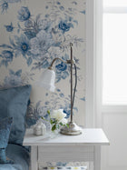6140 Floral Charm Light Blue and White Blue & White Wallpaper by Boråstapeter