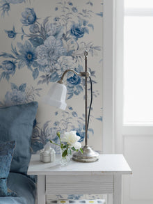 6140 Floral Charm Light Blue and White Blue & White Wallpaper by Boråstapeter