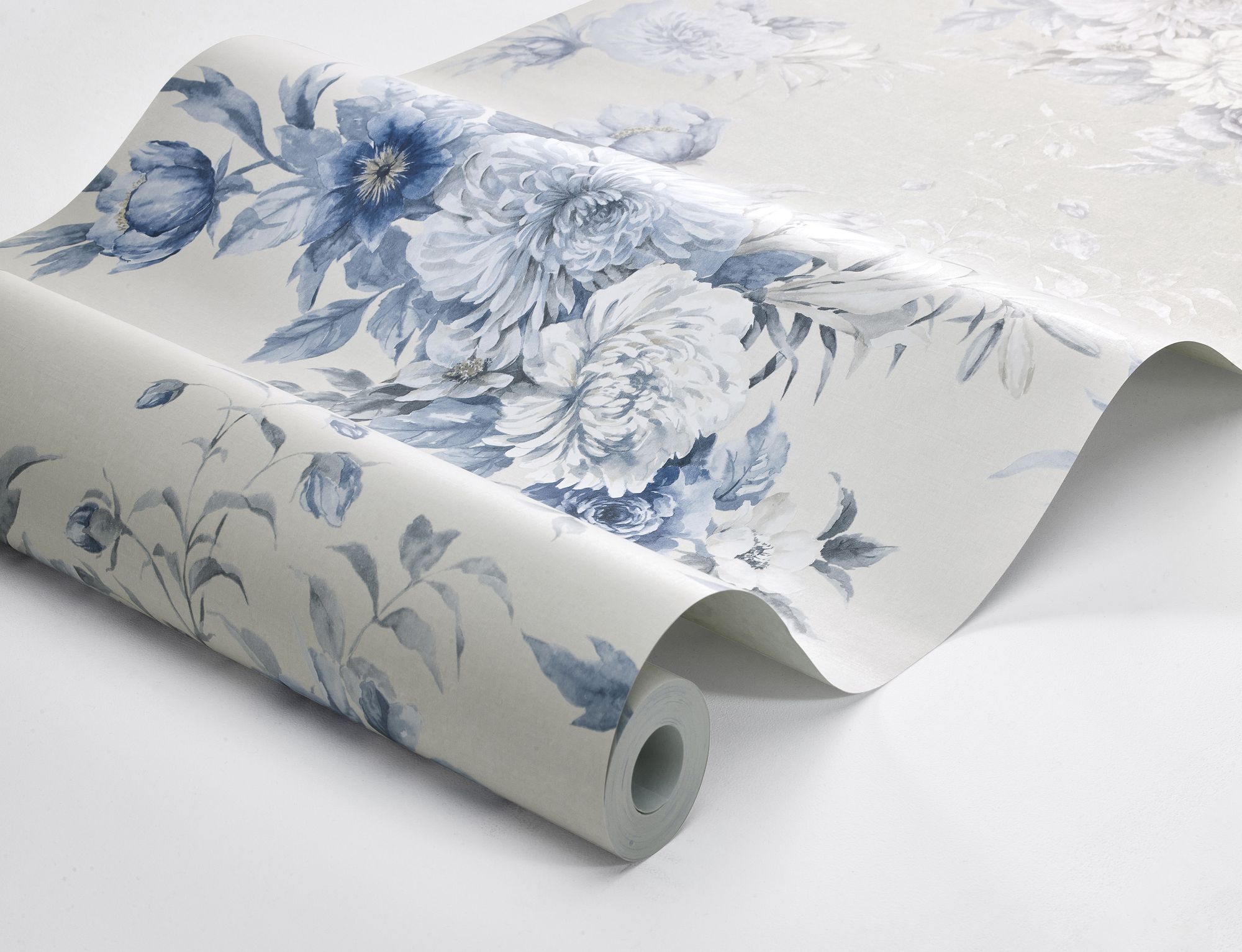 6140 Floral Charm Light Blue and White Blue & White Wallpaper by Boråstapeter