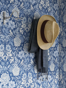 6141 Dahlia Garden Dark Blue and White Blue & White Wallpaper by Boråstapeter