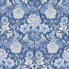 6141 Dahlia Garden Dark Blue and White Blue & White Wallpaper by Boråstapeter